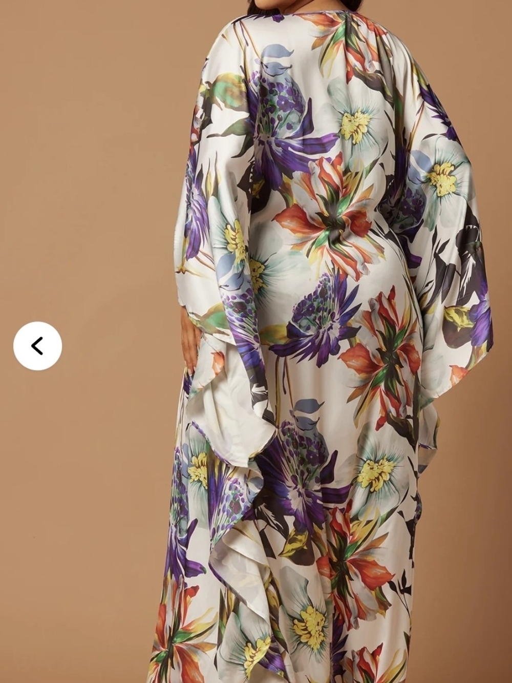Fashion Nova Luxe White Floral Maxi Dress Athens Satin Kaftan 1X - Picture 8 of 8
